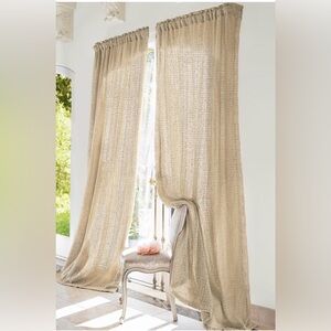 Soft Surroundings Raw Silk Woven Lined Curtain Drapery Panels in Natural 48x84